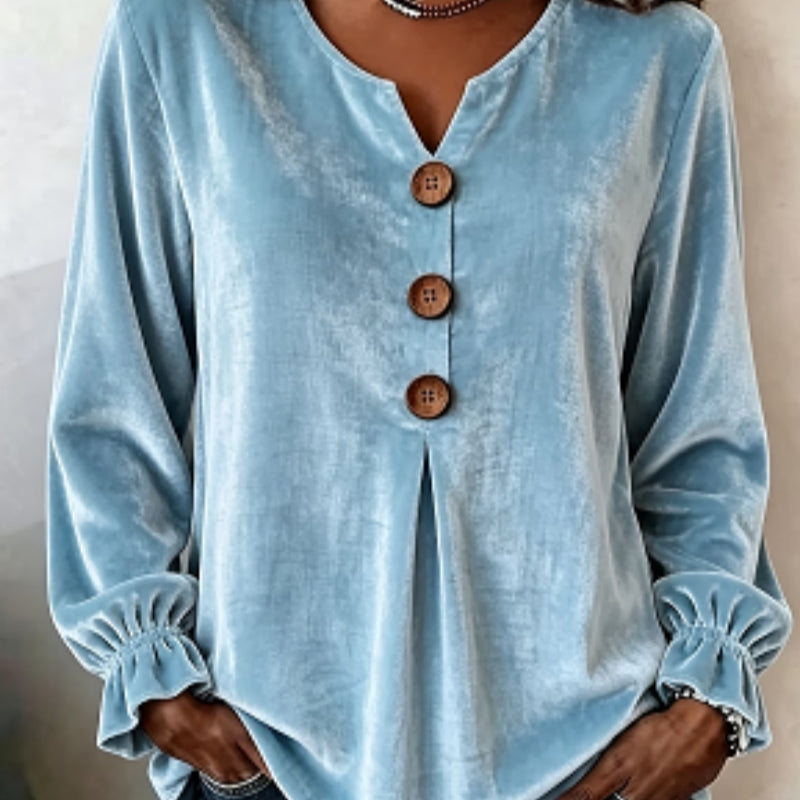 Bluse Damen mit V-Ausschnitt und Knopfleiste | A&B - 6 - Annoboutique