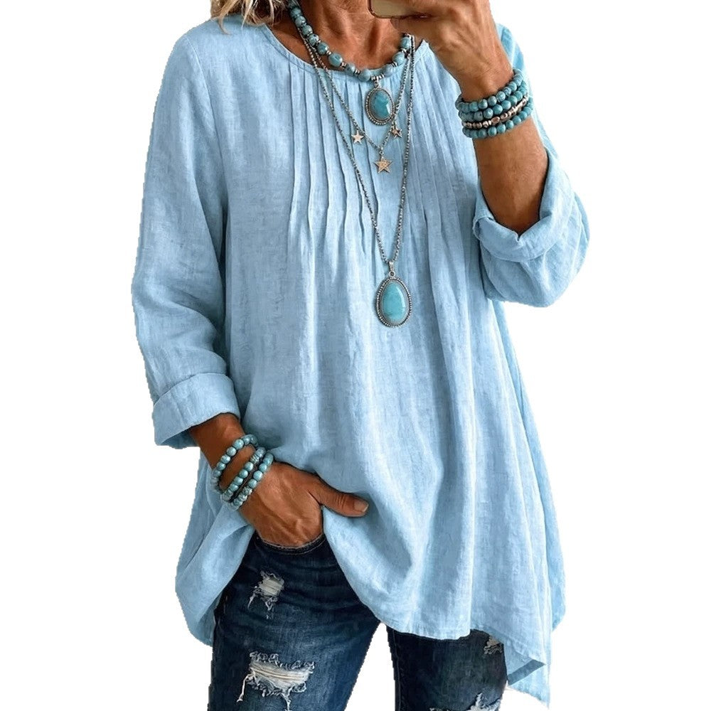 Bluse Damen mit lässigem Schnitt und feinen Falten | A&B - 2 - Annoboutique