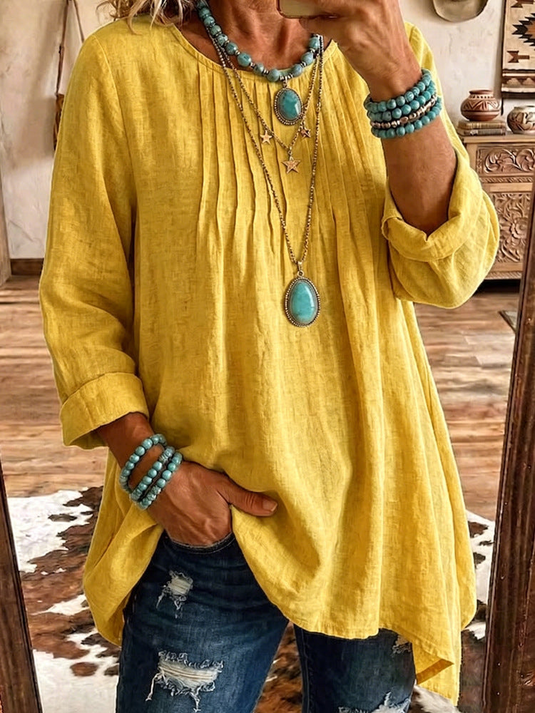 Bluse Damen mit lässigem Schnitt und feinen Falten | A&B - 8 - Annoboutique