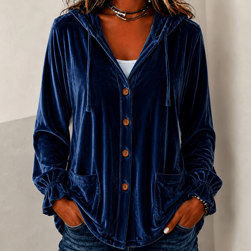 Damenjacke mit Kapuze und Knopfverschluss | A&B - 5 - Annoboutique