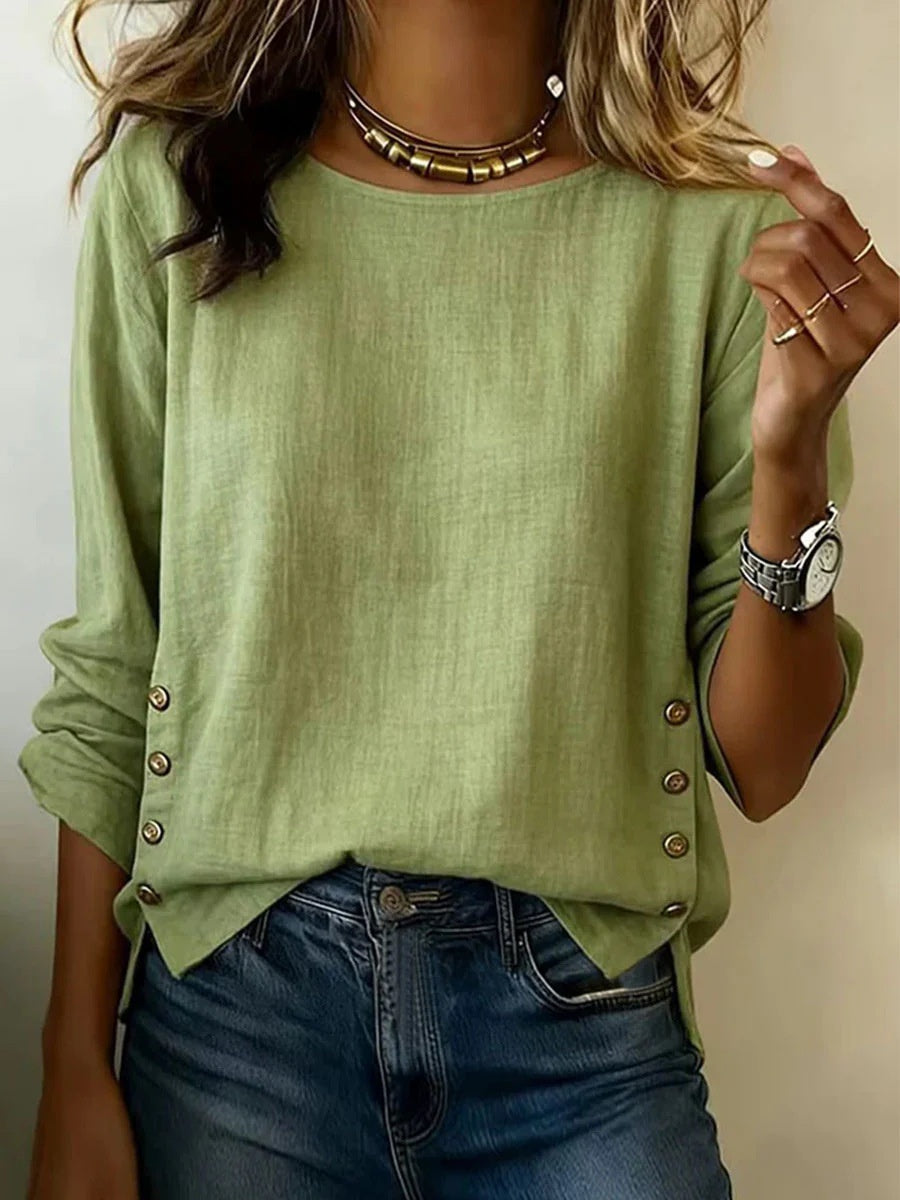 Bluse Damen mit lässigem Schnitt und Knopfakzenten | A&B - 4 - Annoboutique
