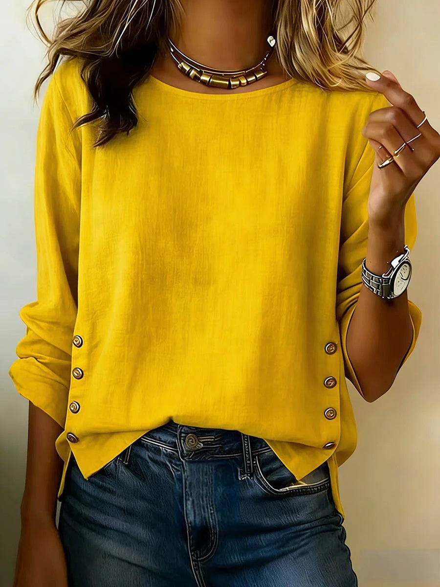 Bluse Damen mit lässigem Schnitt und Knopfakzenten | A&B - 5 - Annoboutique