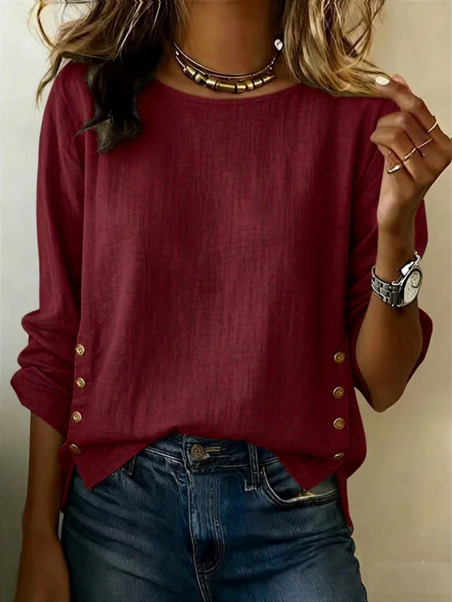 Bluse Damen mit lässigem Schnitt und Knopfakzenten | A&B - 7 - Annoboutique