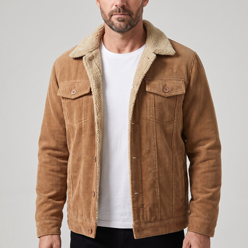 Herrenjacke mit Sherpa-Kragen und praktischen Taschen | A&B - 1 - Annoboutique