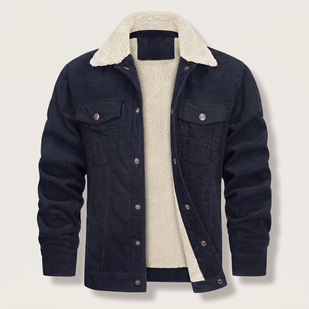 Herrenjacke mit Sherpa-Kragen und praktischen Taschen | A&B - 4 - Annoboutique