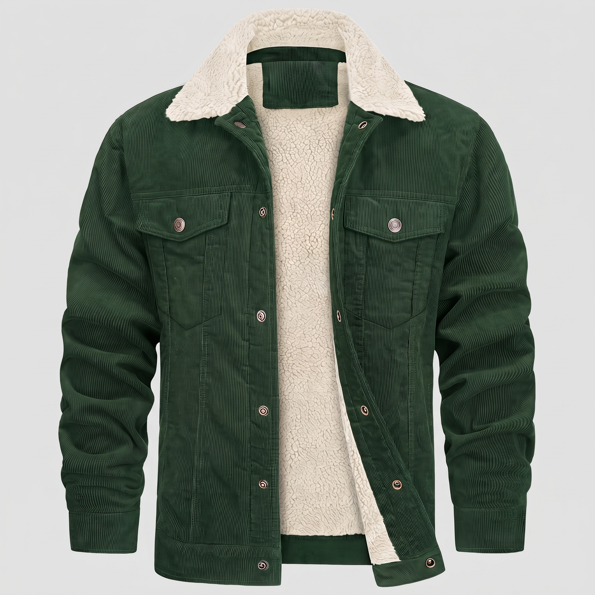 Herrenjacke mit Sherpa-Kragen und praktischen Taschen | A&B - 5 - Annoboutique