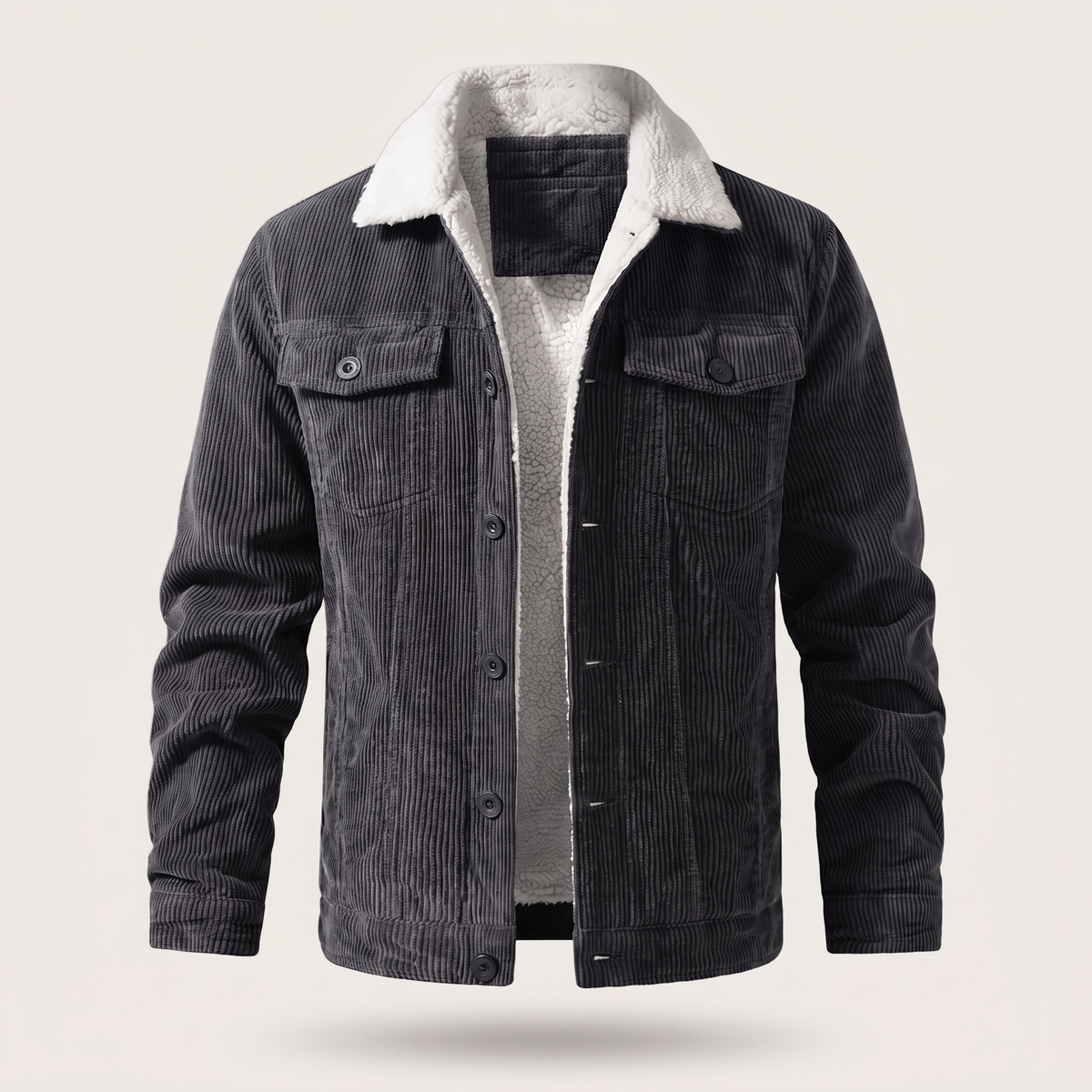 Herrenjacke mit Sherpa-Kragen und praktischen Taschen | A&B - 6 - Annoboutique