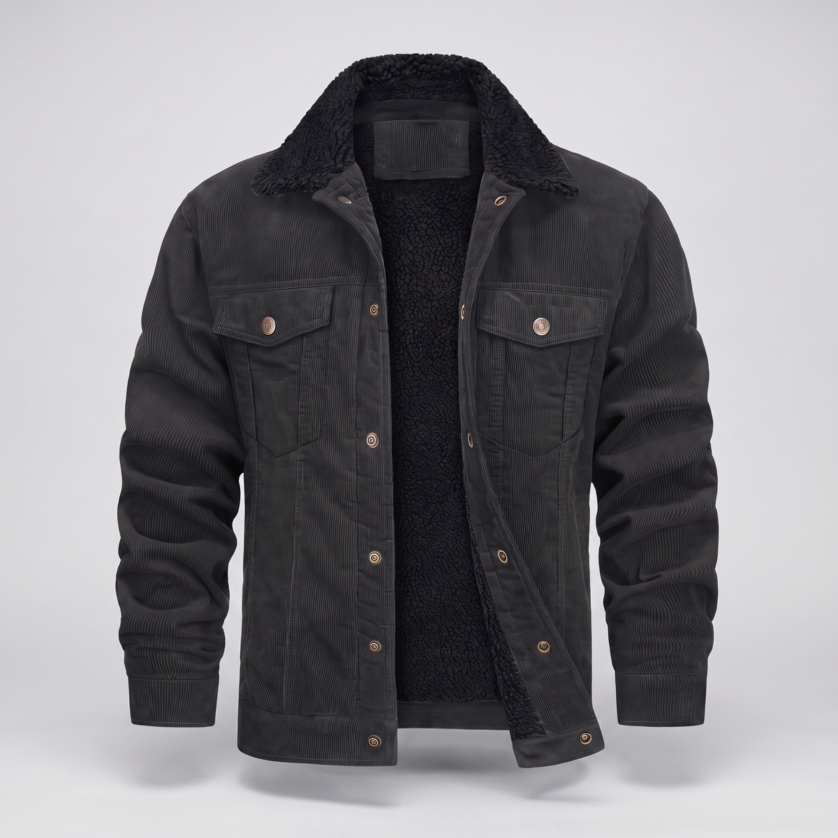Herrenjacke mit Sherpa-Kragen und praktischen Taschen | A&B - 9 - Annoboutique