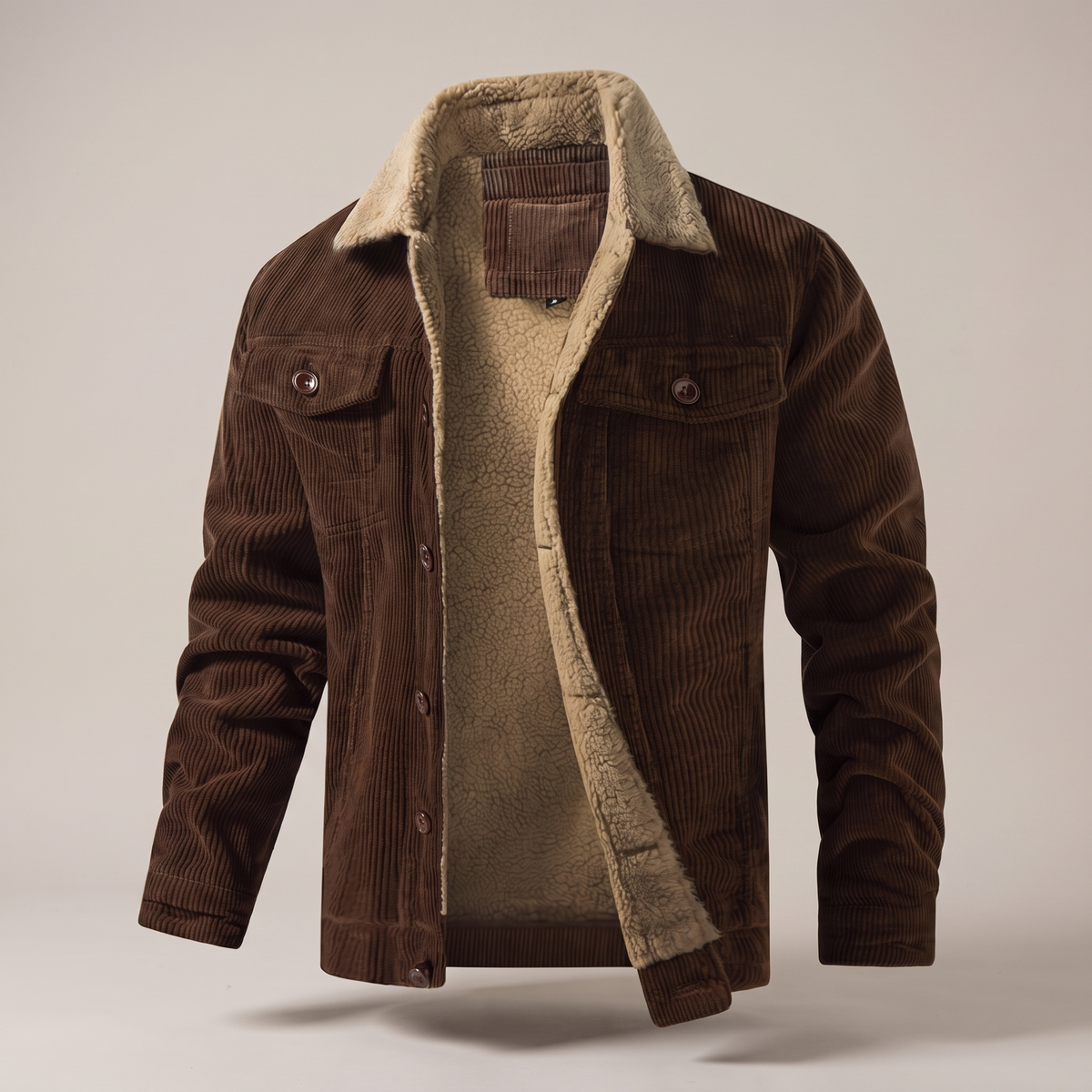 Herrenjacke mit Sherpa-Kragen und praktischen Taschen | A&B - 10 - Annoboutique