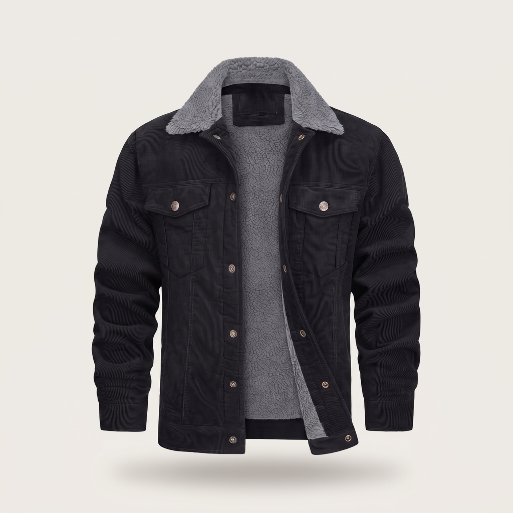 Herrenjacke mit Sherpa-Kragen und praktischen Taschen | A&B - 11 - Annoboutique
