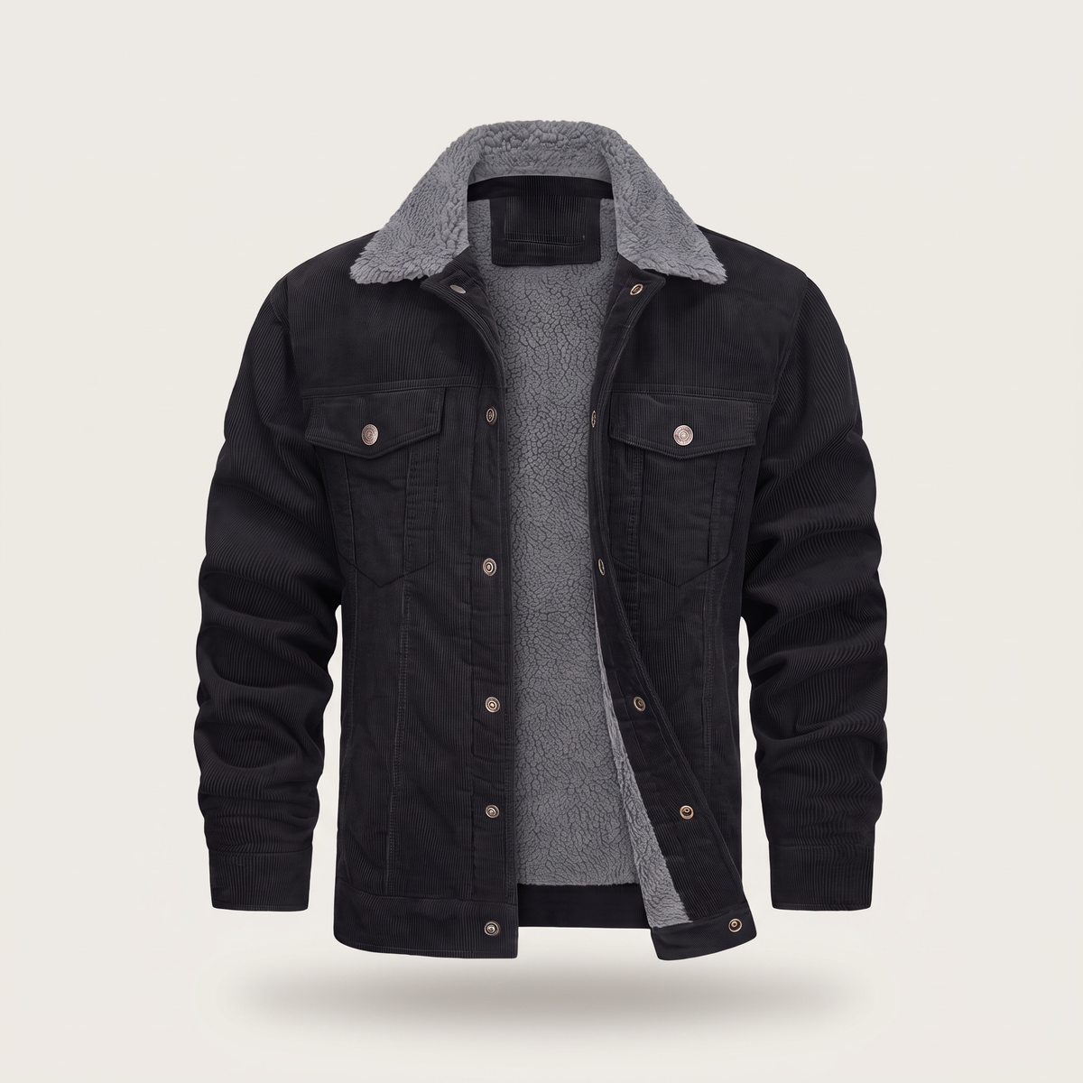 Herrenjacke mit Sherpa-Kragen und praktischen Taschen | A&B - 11 - Annoboutique