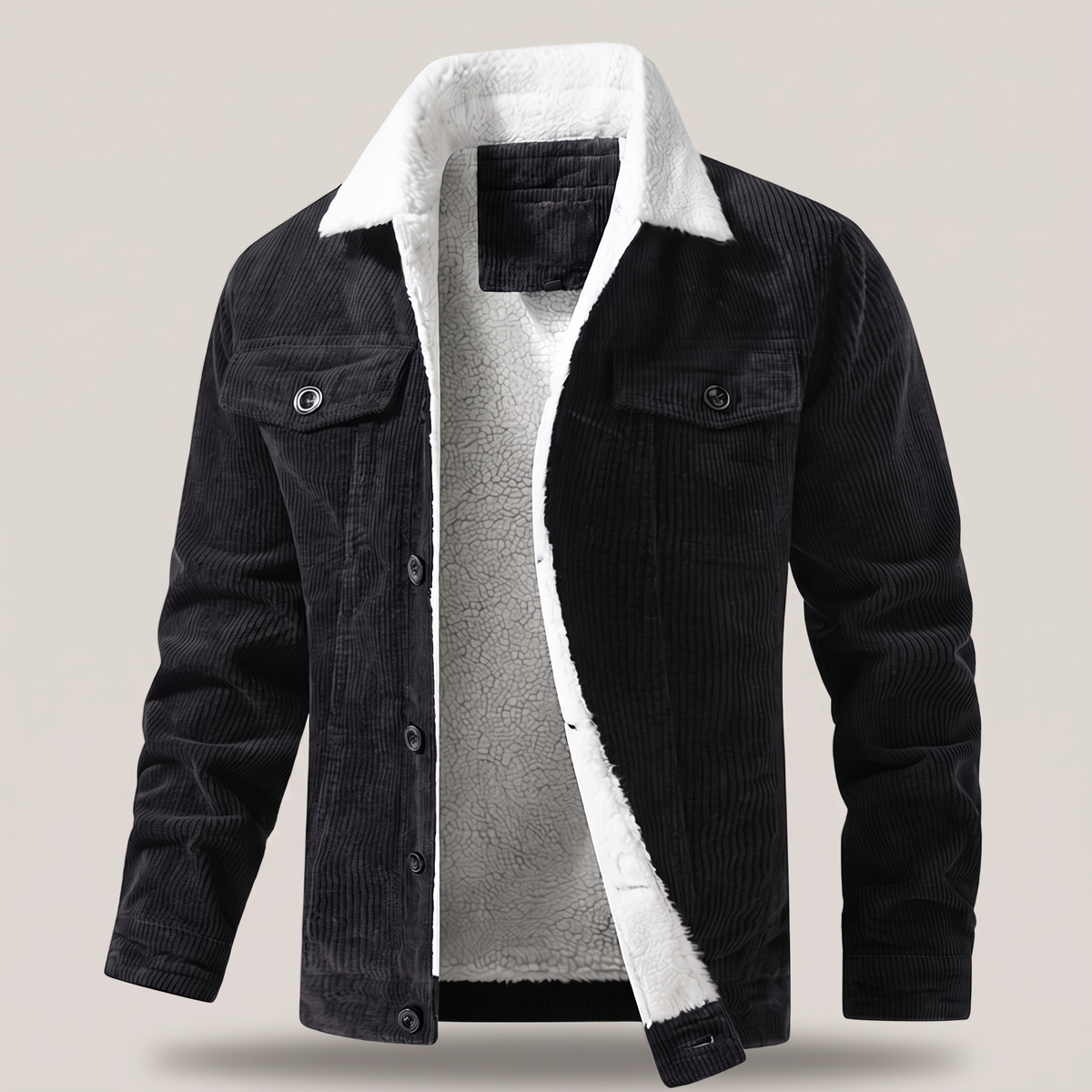 Herrenjacke mit Sherpa-Kragen und praktischen Taschen | A&B - 12 - Annoboutique