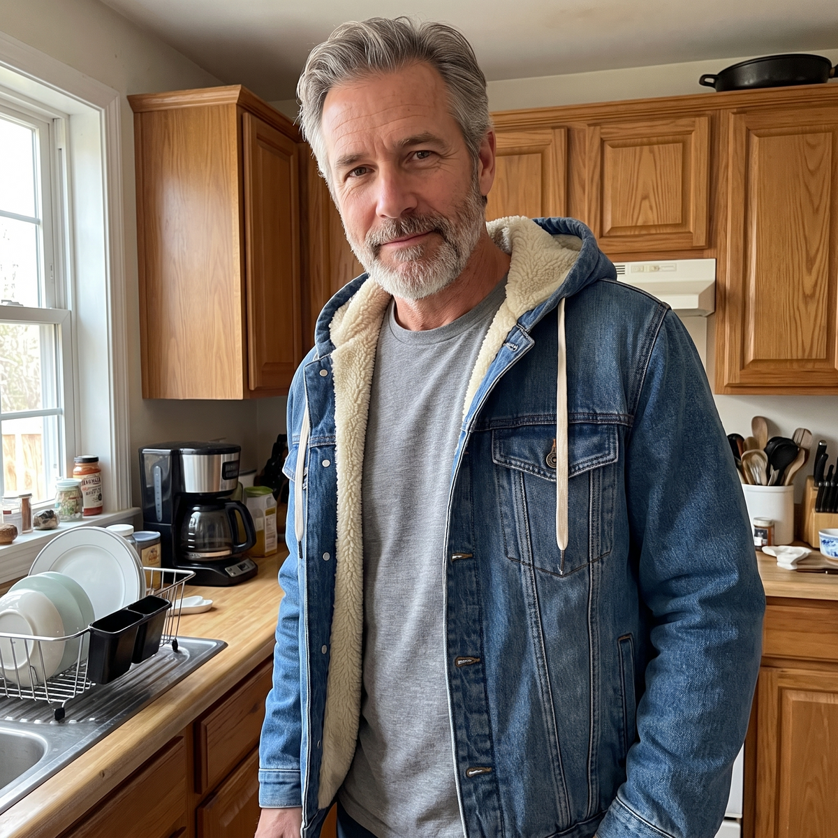 Denim Jacke Herren mit Kapuze und weichem Futter | A&B - 2 - Annoboutique
