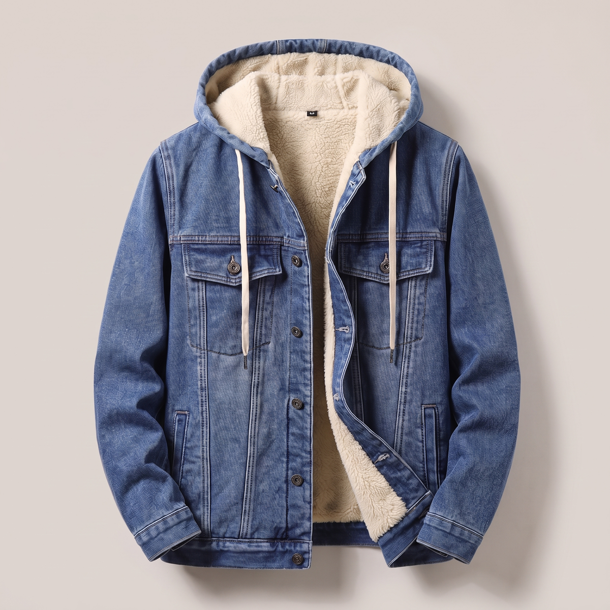Denim Jacke Herren mit Kapuze und weichem Futter | A&B - 4 - Annoboutique