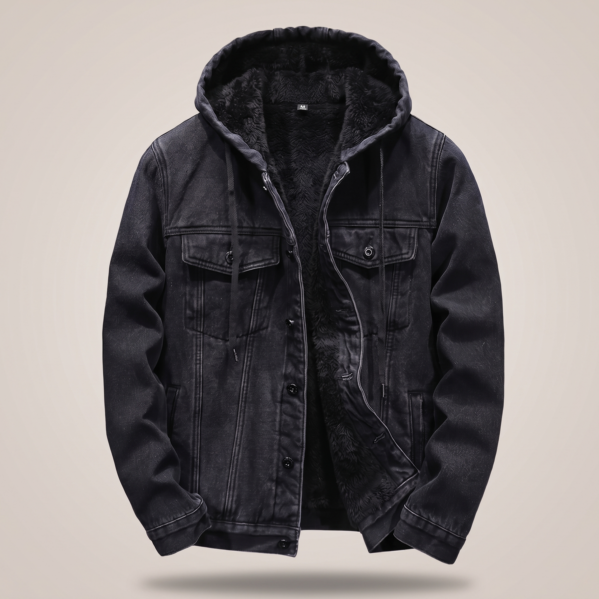 Denim Jacke Herren mit Kapuze und weichem Futter | A&B - 5 - Annoboutique