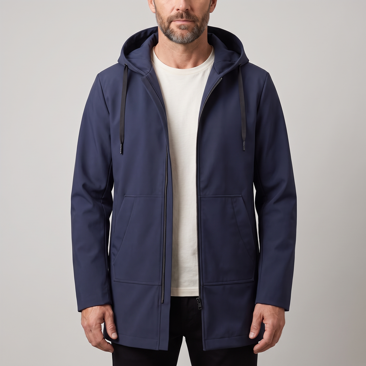 Moderne Herrenjacke mit Kapuze und praktischen Taschen | A&B - 1 - Annoboutique