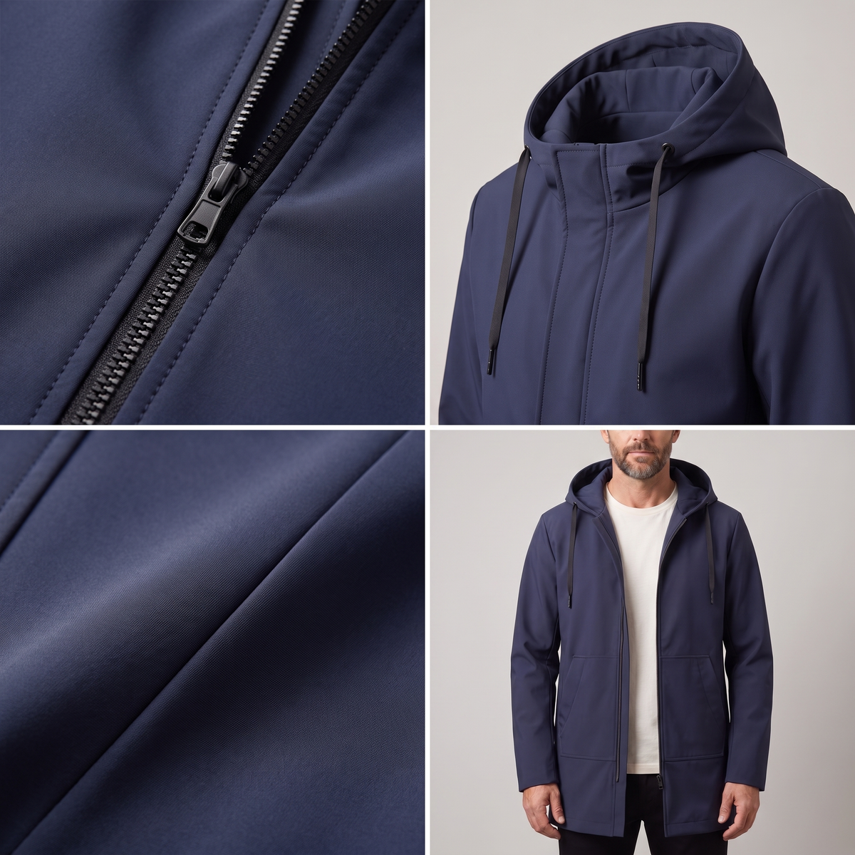 Moderne Herrenjacke mit Kapuze und praktischen Taschen | A&B - 6 - Annoboutique