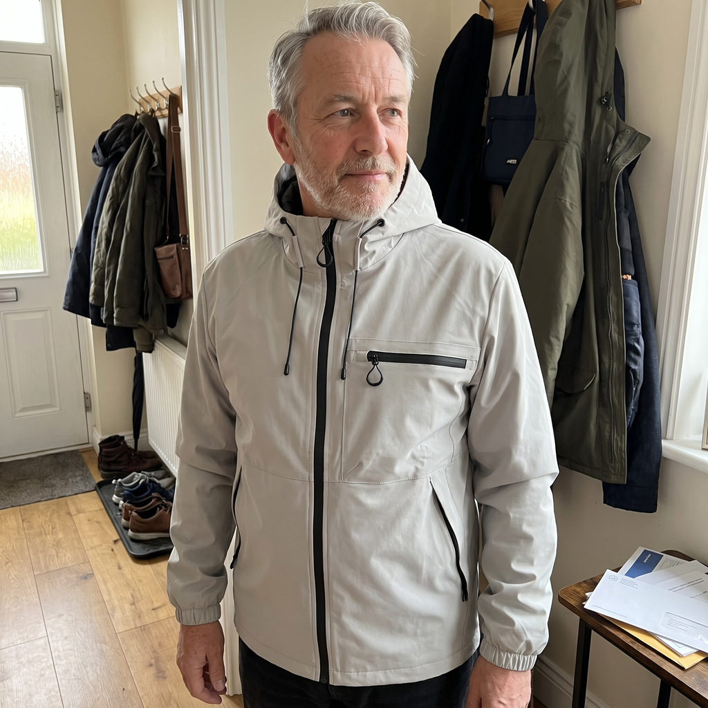 Sportliche Herrenjacke mit verstellbarer Kapuze und praktischer Brusttasche | A&B - 2 - Annoboutique