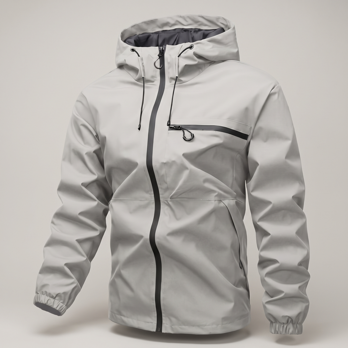 Sportliche Herrenjacke mit verstellbarer Kapuze und praktischer Brusttasche | A&B - 5 - Annoboutique