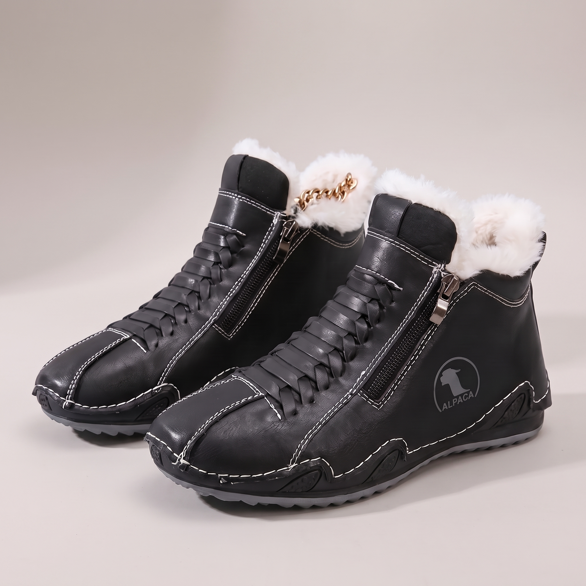 Damen Boots mit seitlichem Reißverschluss und kuscheligem Innenfutter | A&B - 8 - Annoboutique