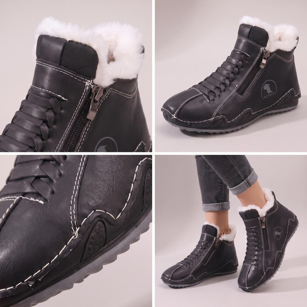 Damen Boots mit seitlichem Reißverschluss und kuscheligem Innenfutter | A&B - 9 - Annoboutique