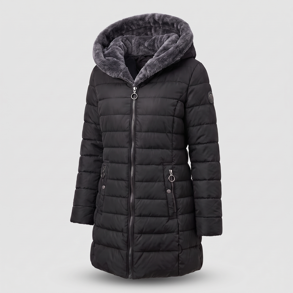 Winterjacke Damen mit Kapuze und Reißverschluss | A&B - 4 - Annoboutique
