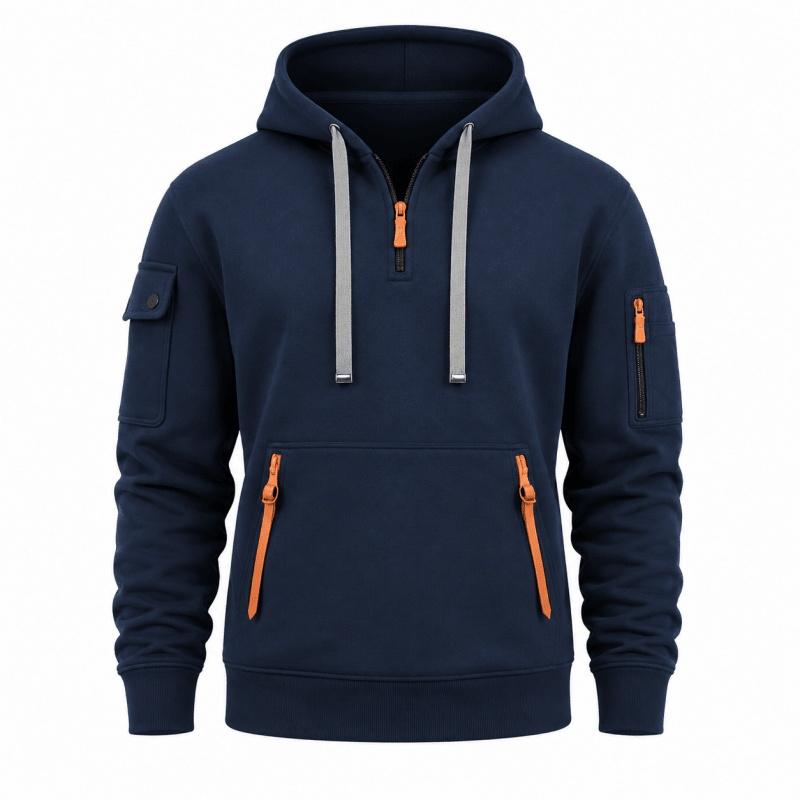 Herren Hoodie mit praktischen Reißverschlusstaschen und modernem Schnitt | A&B - 2 - Annoboutique