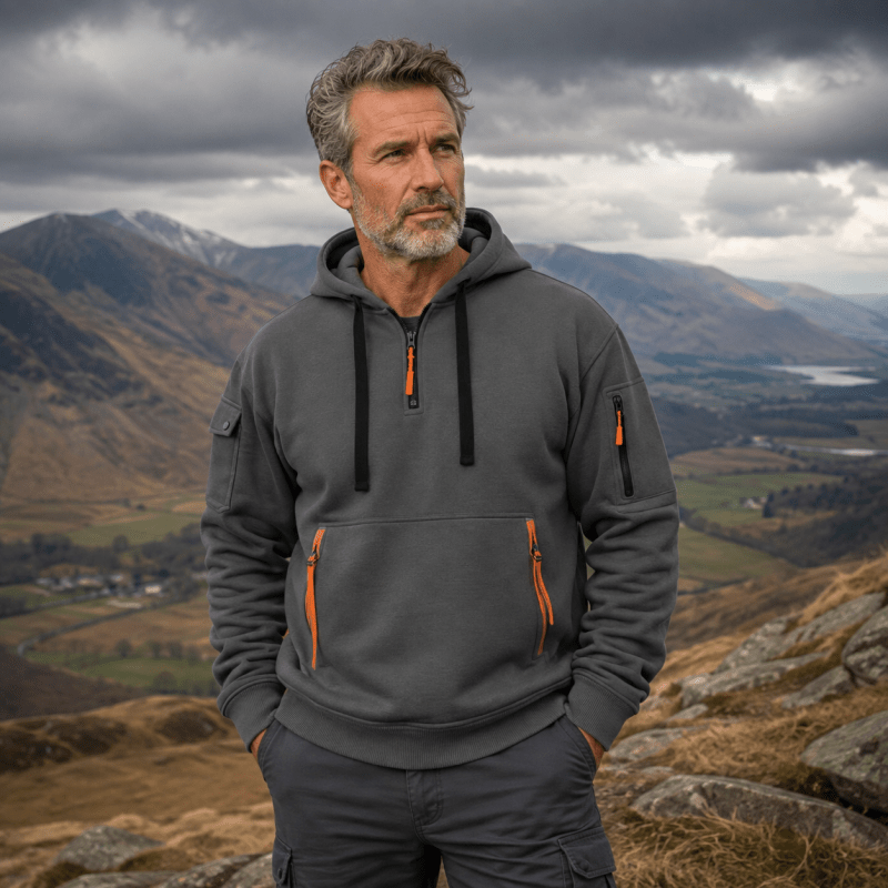 Herren Hoodie mit praktischen Reißverschlusstaschen und modernem Schnitt | A&B - 3 - Annoboutique