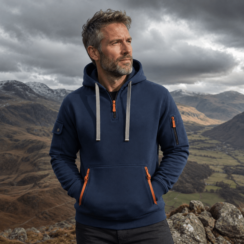 Herren Hoodie mit praktischen Reißverschlusstaschen und modernem Schnitt | A&B - 5 - Annoboutique
