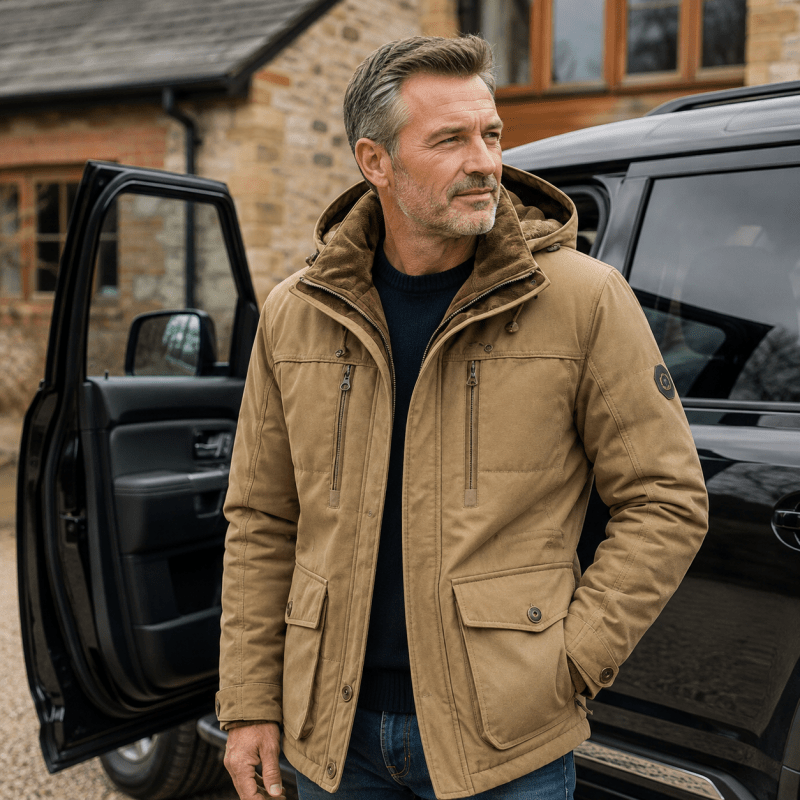 Herrenjacke mit Kapuze und praktischen Taschen | A&B - 4 - Annoboutique