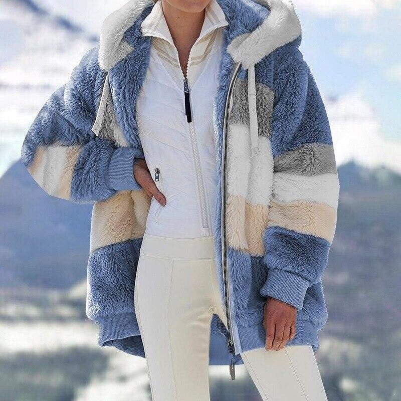 Damen Kunstfelljacke mit Kapuze und großzügigem Schnitt | A&B - 1 - Annoboutique