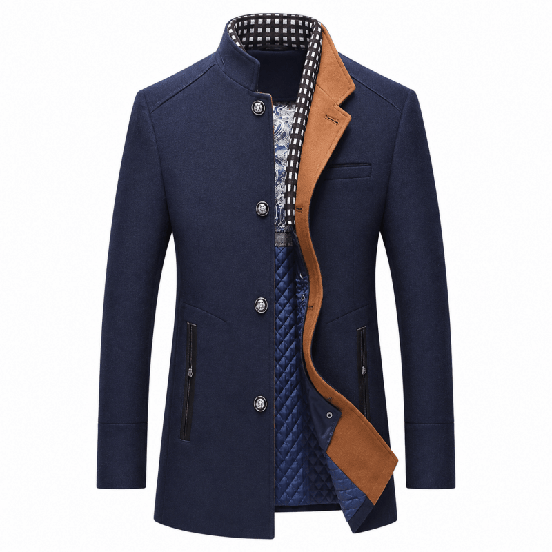 Herrenmantel mit modernem Schnitt und abnehmbarem Kragen | A&B - 2 - Annoboutique