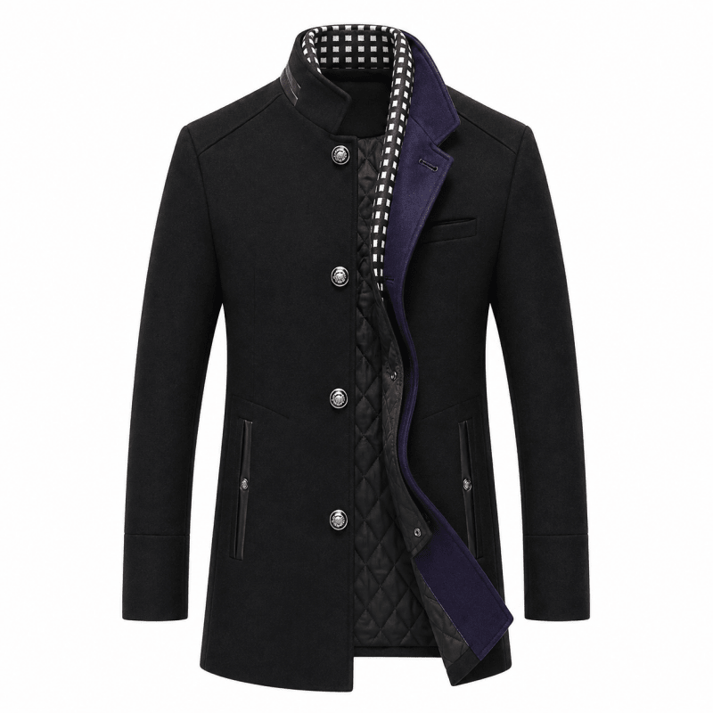 Herrenmantel mit modernem Schnitt und abnehmbarem Kragen | A&B - 4 - Annoboutique