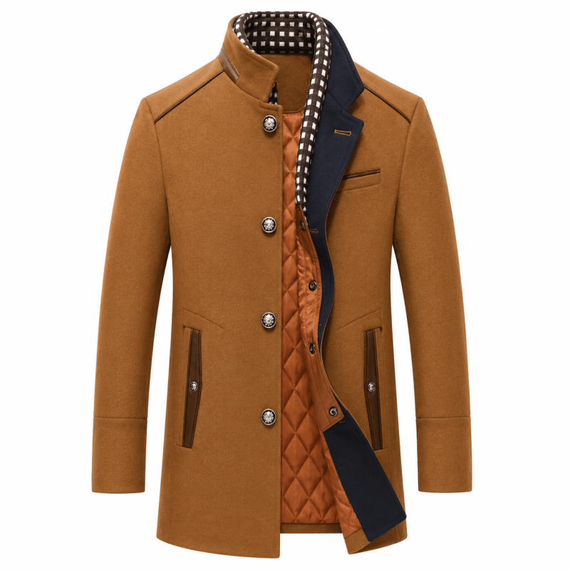 Herrenmantel mit modernem Schnitt und abnehmbarem Kragen | A&B - 6 - Annoboutique