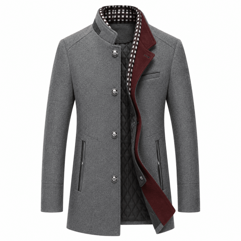 Herrenmantel mit modernem Schnitt und abnehmbarem Kragen | A&B - 7 - Annoboutique