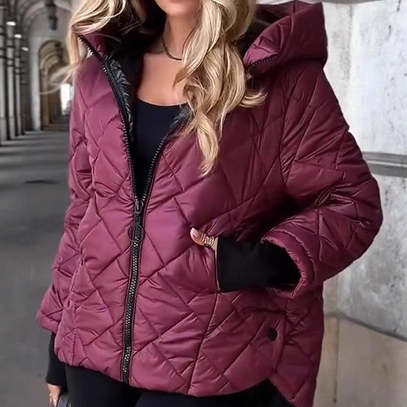 Damen Steppjacke mit Kapuze und lässiger Passform | A&B - 2 - Annoboutique