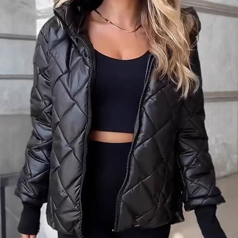 Damen Steppjacke mit Kapuze und lässiger Passform | A&B - 6 - Annoboutique