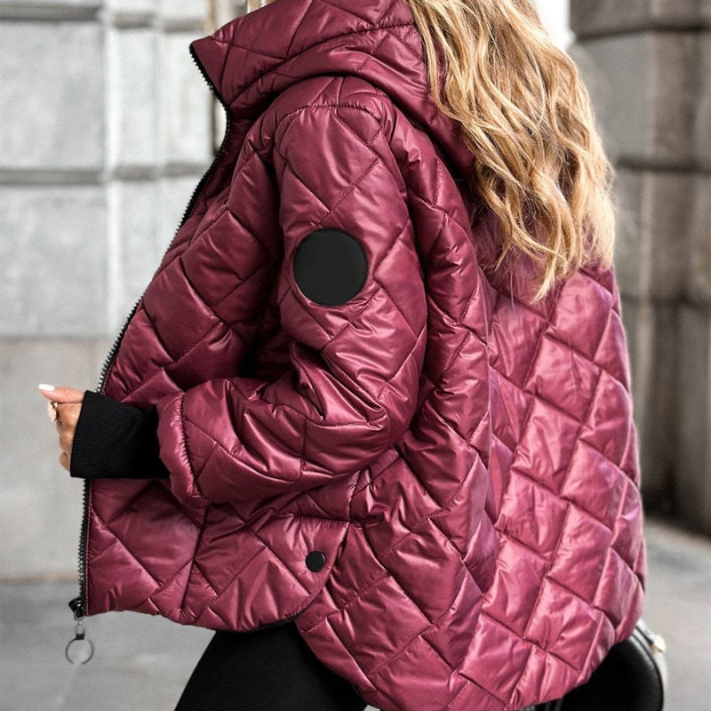 Damen Steppjacke mit Kapuze und lässiger Passform | A&B - 7 - Annoboutique