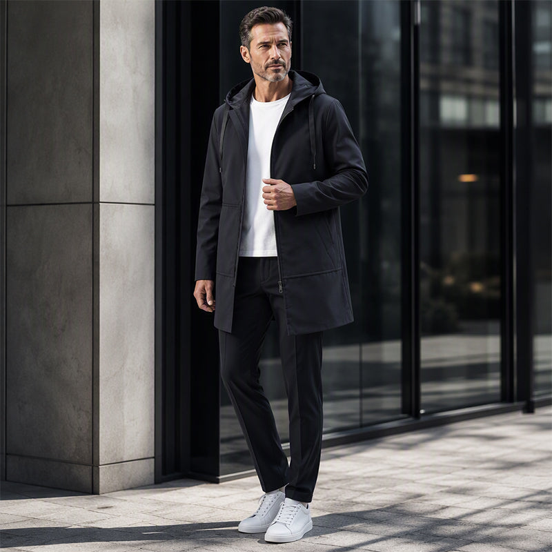 Herrenjacke mit Kapuze – Moderner Mid-Längen Schnitt für vielseitige Looks | A&B - 1 - Annoboutique