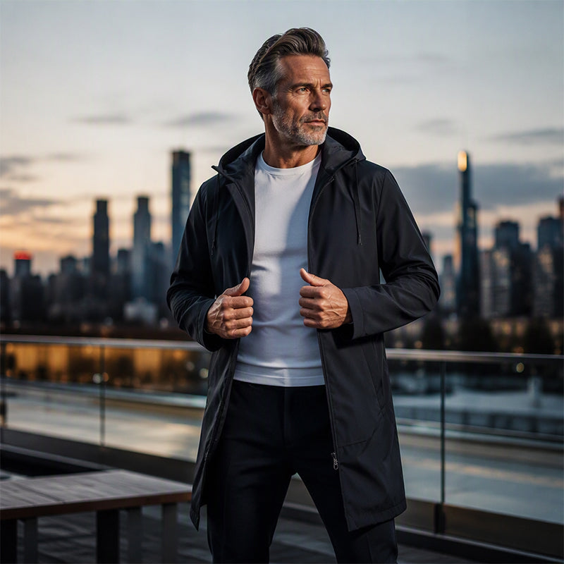 Herrenjacke mit Kapuze – Moderner Mid-Längen Schnitt für vielseitige Looks | A&B - 3 - Annoboutique