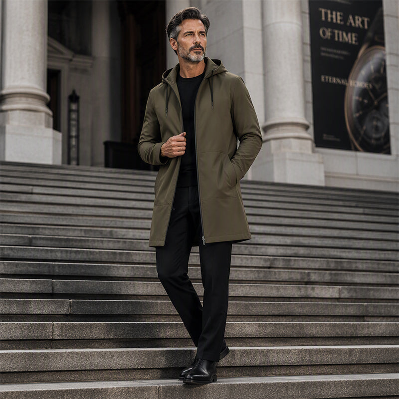 Herrenjacke mit Kapuze – Moderner Mid-Längen Schnitt für vielseitige Looks | A&B - 8 - Annoboutique