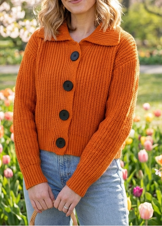Cardigan Damen mit modischem Kragen und Knopfdetails | A&B - 2 - Annoboutique