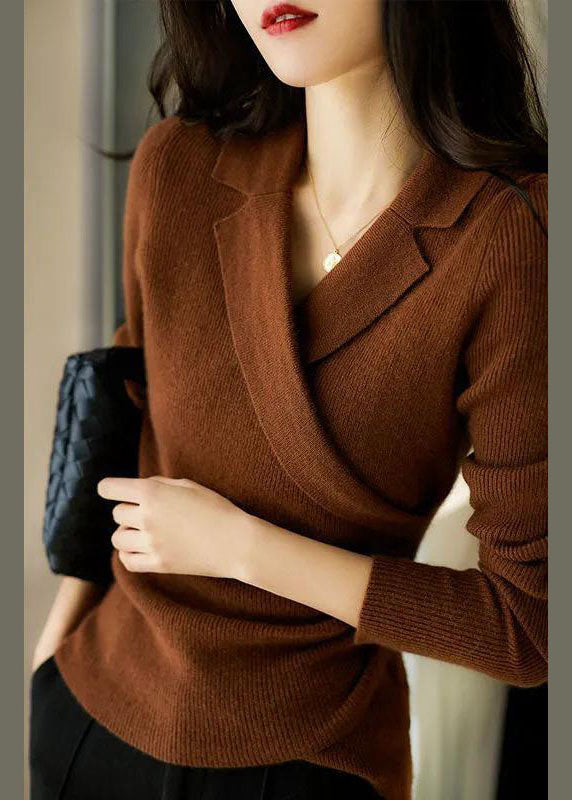 Pullover Damen mit elegantem Reverskragen und figurbetontem Schnitt | A&B - 1 - Annoboutique