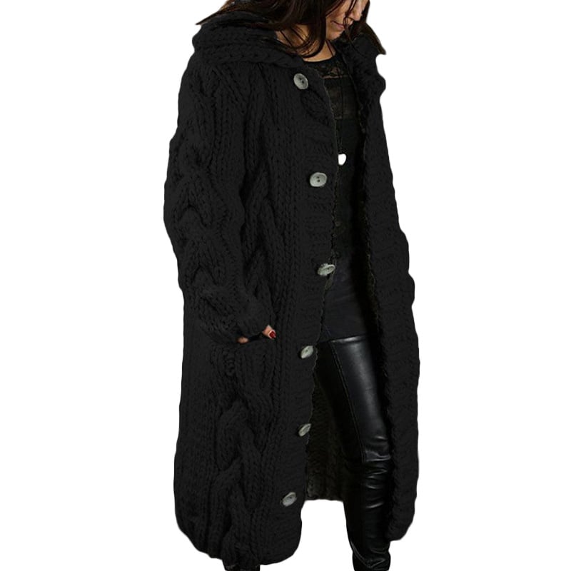 Cardigan Damen mit Kapuze und Zopfmuster | A&B - 2 - Annoboutique