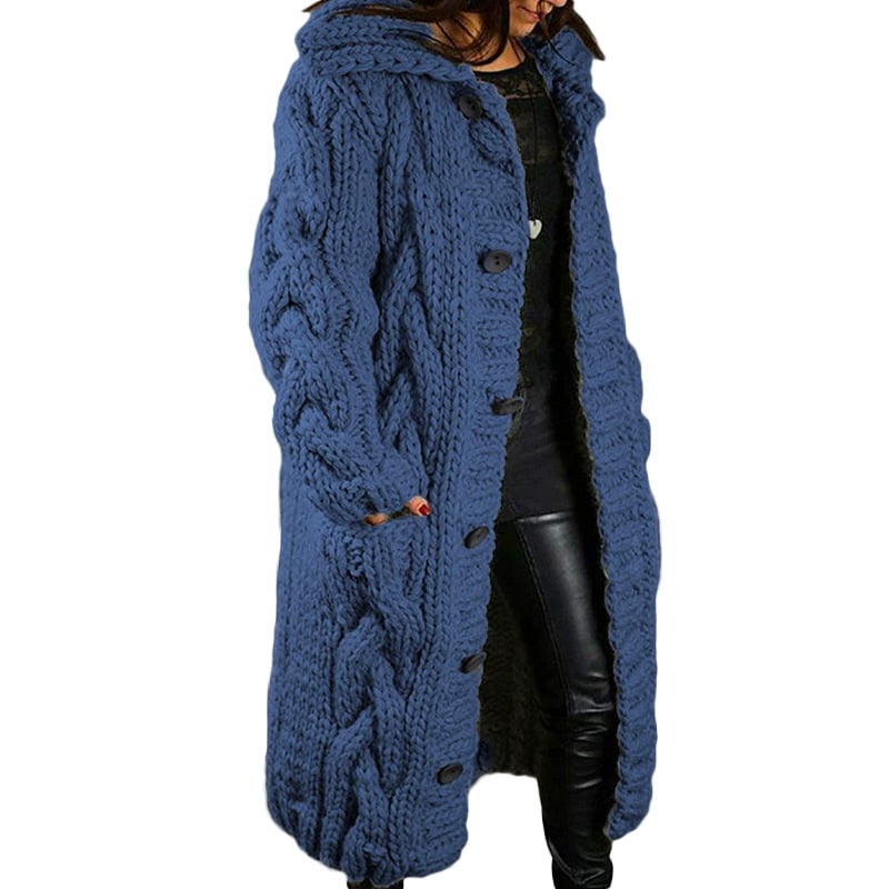 Cardigan Damen mit Kapuze und Zopfmuster | A&B - 3 - Annoboutique