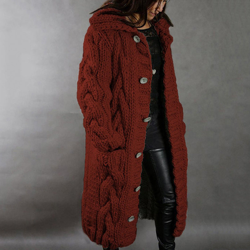 Cardigan Damen mit Kapuze und Zopfmuster | A&B - 4 - Annoboutique