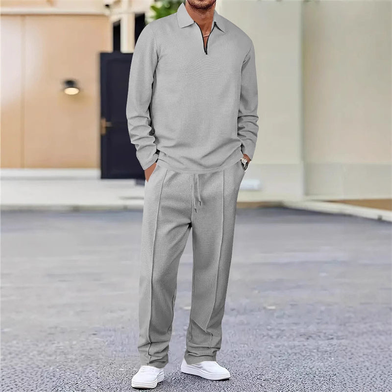 Modisches Herren Outfit: Quarter-Zip Sweatshirt & lockere Hose | A&B - 2 - Annoboutique