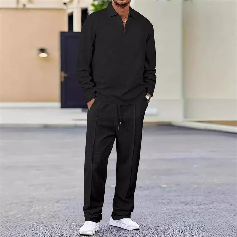 Modisches Herren Outfit: Quarter-Zip Sweatshirt & lockere Hose | A&B - 3 - Annoboutique