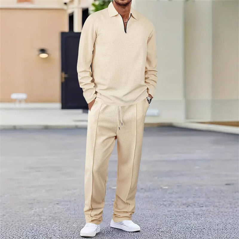Modisches Herren Outfit: Quarter-Zip Sweatshirt & lockere Hose | A&B - 4 - Annoboutique