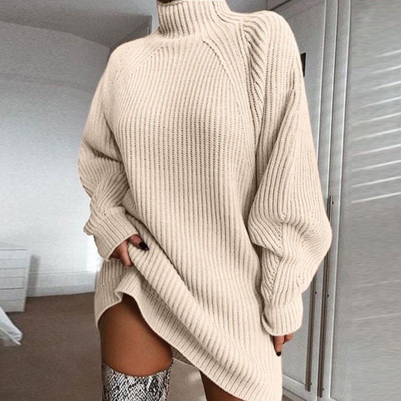 Damen Kleid mit hohem Kragen und lässigem Schnitt | A&B - 14 - Annoboutique